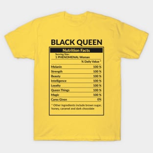 Black Queen Nutrition Facts T-Shirt